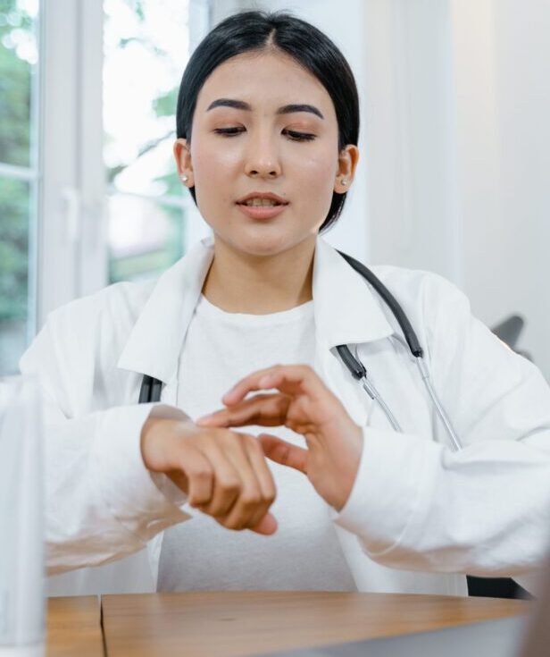 MBBS Counselling: Medical student touching hand
