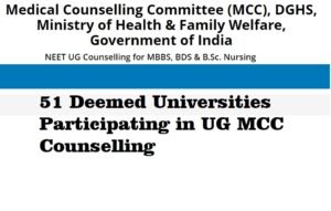51 Deemed Universities Participating in MCC NEET UG Counselling 2024