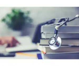MBBS counselling process with stethoscope and medical books for future medical students in India.