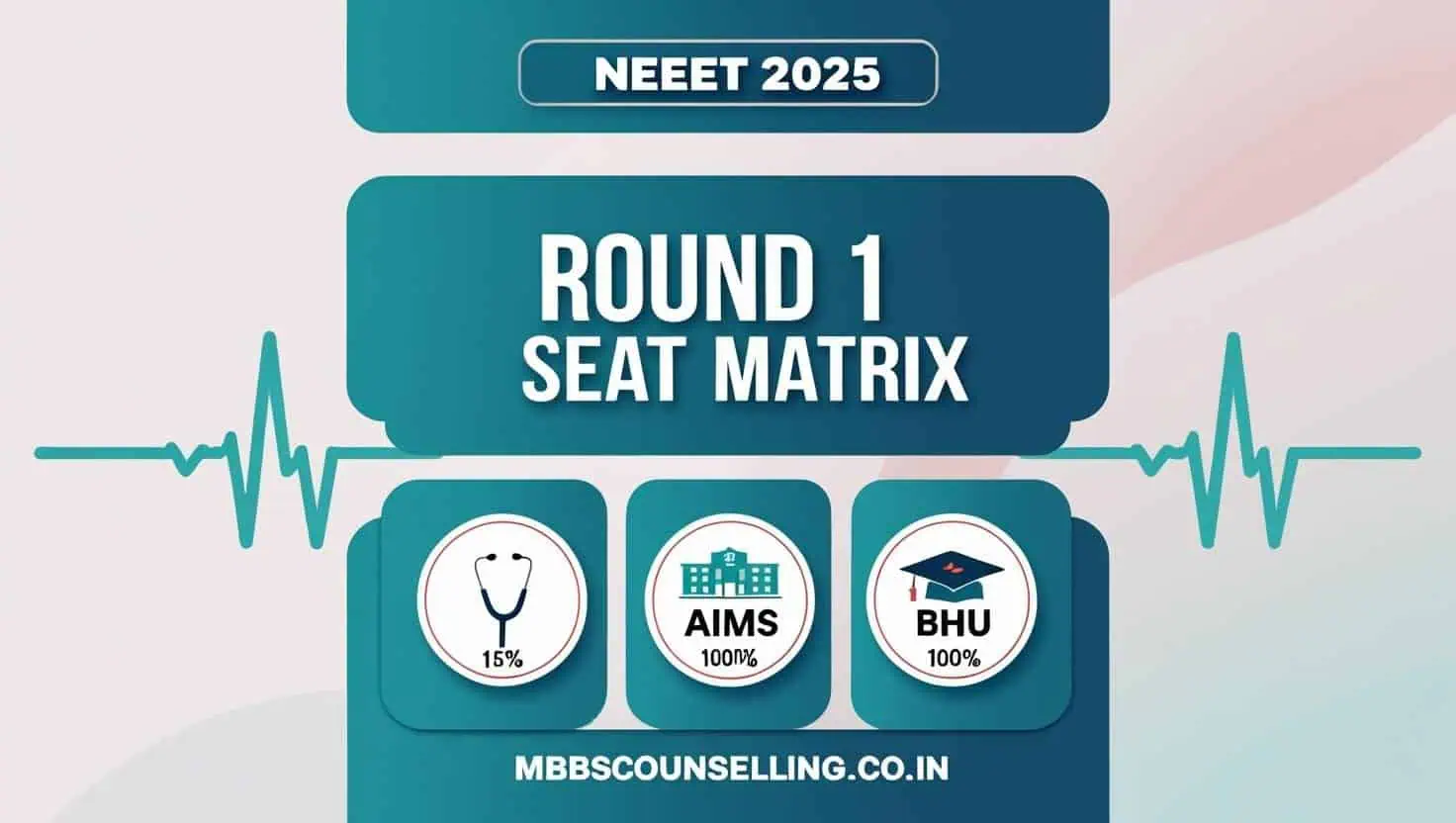 NEEET 2025 MBBS counselling round 1 seat matrix and medical admission process, featuring AIMS, BHU, and other top medical colleges with seat allocation details.